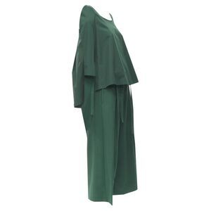 Rochas cotton blend back vest wide leg pants
